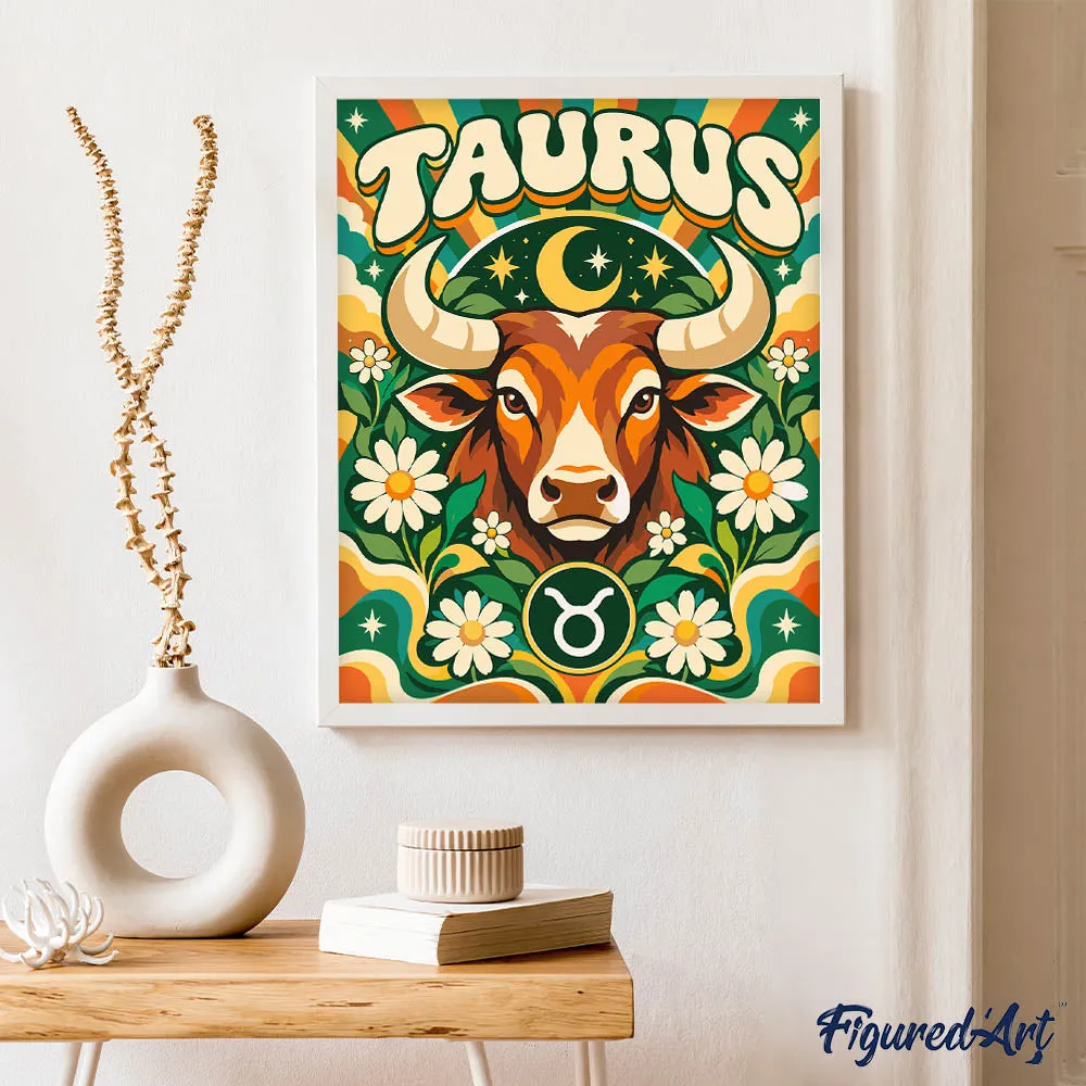 Figured'Art Retro Sterrenbeeld Stier schilderen op nummer 40x50 cm sterrenbeeld