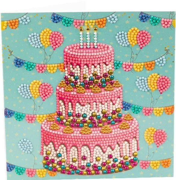 Craft Buddy Happy Birthday crystal art kaart 18x18cm taart