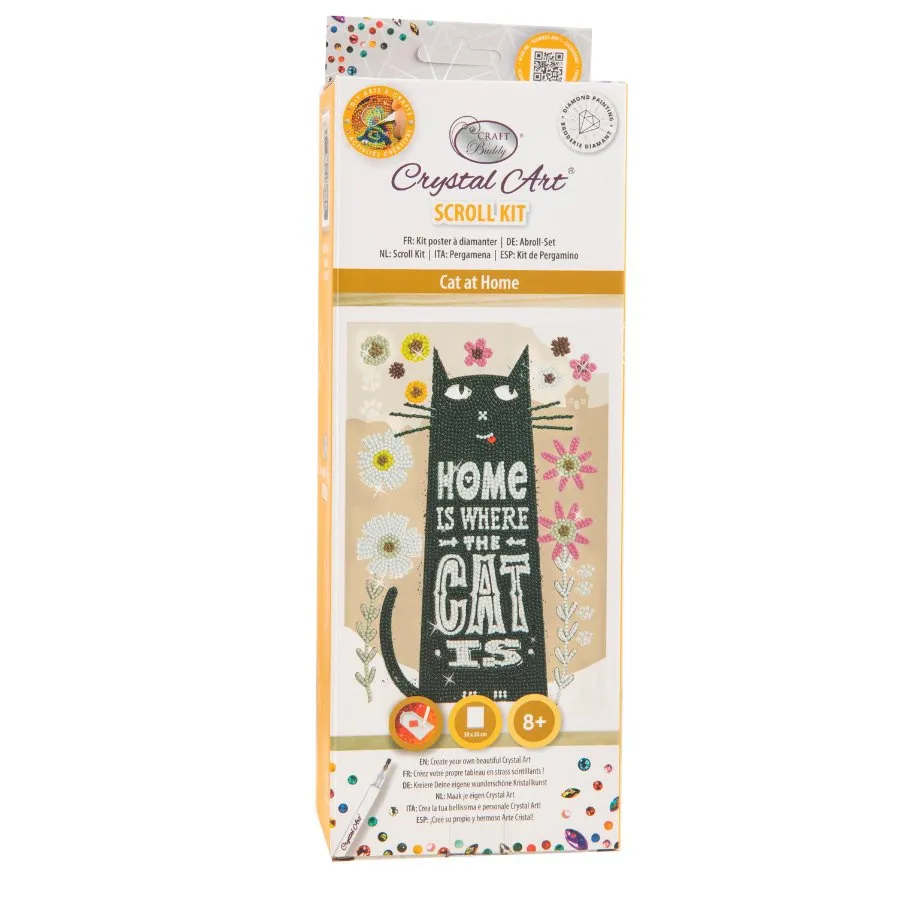 Craft Buddy Mini Crystal Art Cat At Home scroll 20x30cm kat