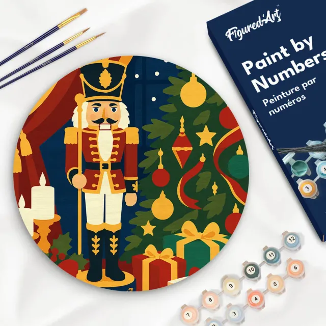 Figured'Art Houten Schijf Kerstnotenkraker schilderen op nummer 30cm kerst