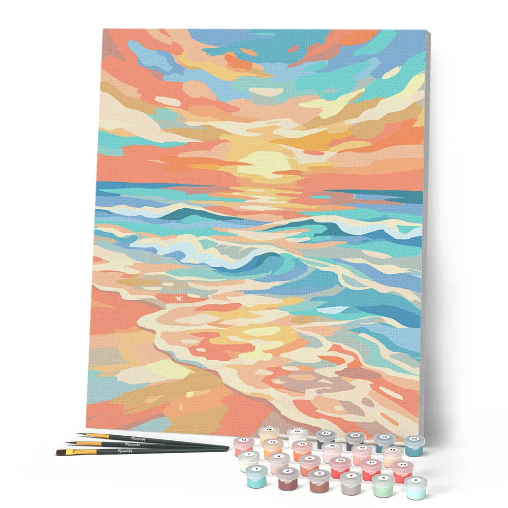 Figured'Art Zonsondergang aan het strand schilderen op nummer 40x50