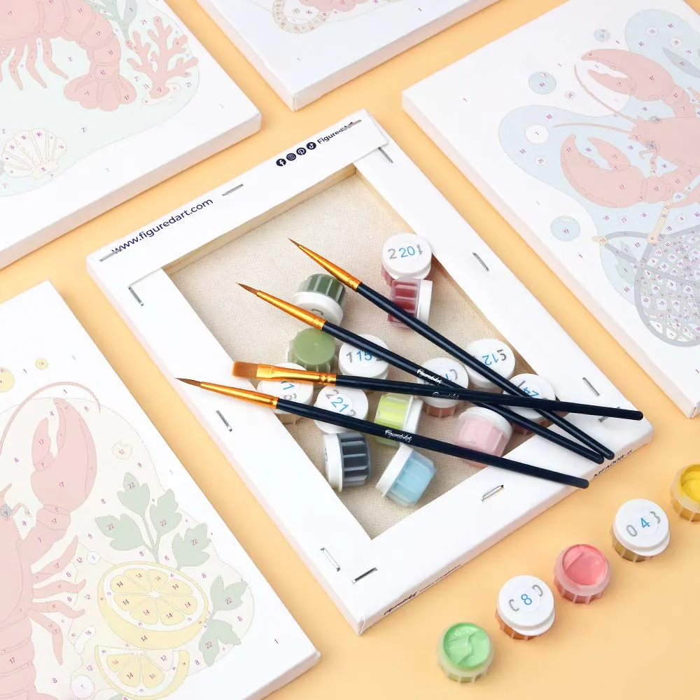 Figured'Art Mini Kustkreeft Collectie schilderen op nummer 6 stuks