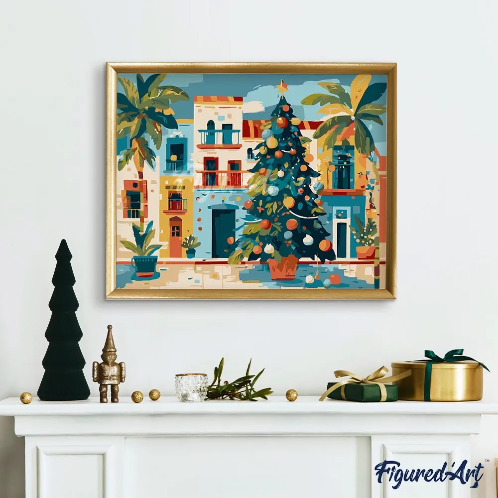 Figured'Art Kleurrig Feestplein schilderen op nummer 40x50cm