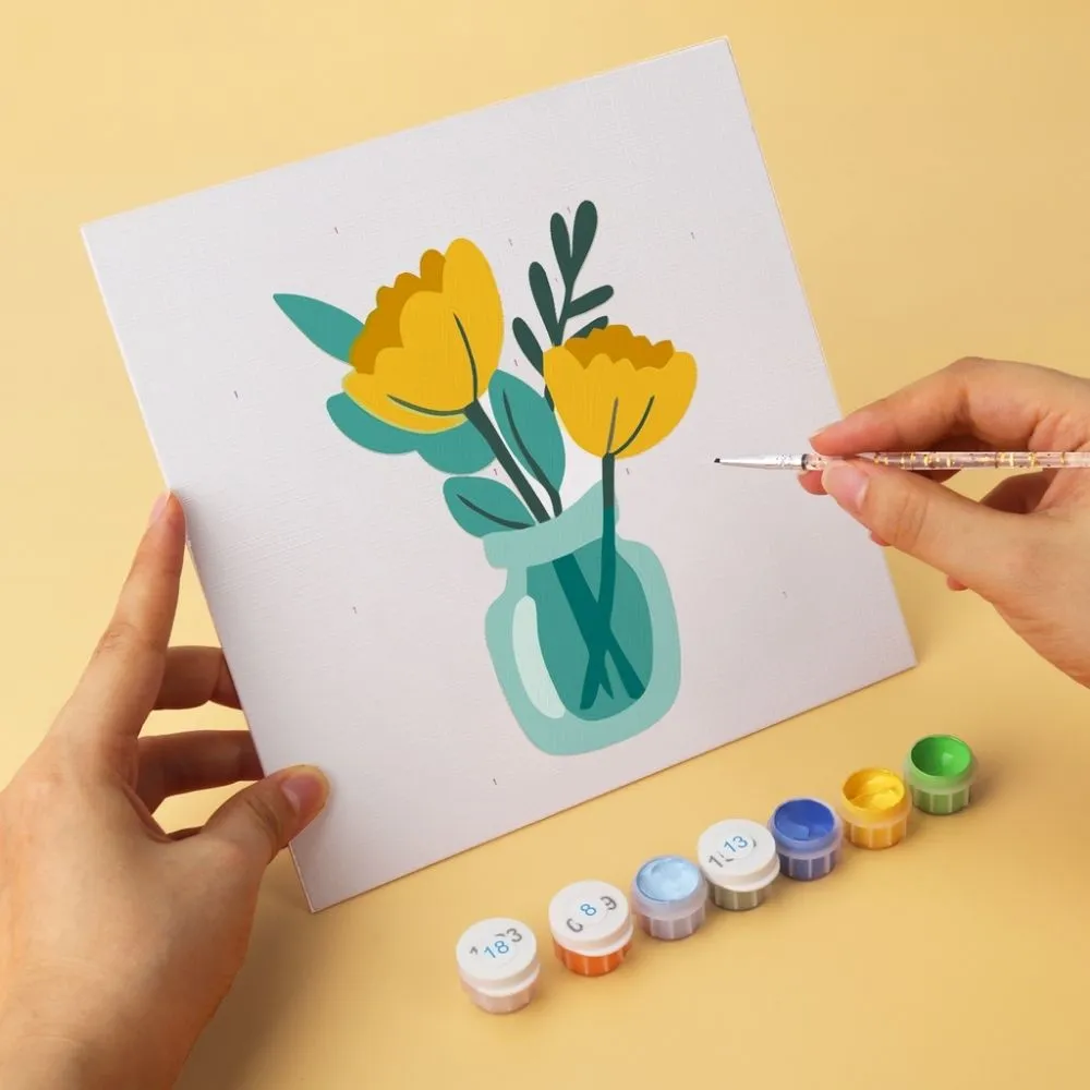 Figured'Art Mini Serie Minimalistische boeketten schilderen op nummer 20x20cm 6 stuks
