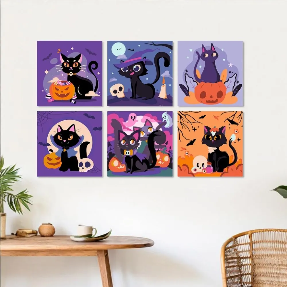 Figured'Art Mini Serie Speelse Halloweenkatten schilderen op nummer 6x20x20cm