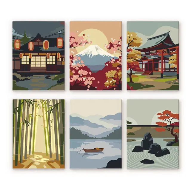 Figured'Art Zen Landschappen mini schilderen op nummer 6 stuks