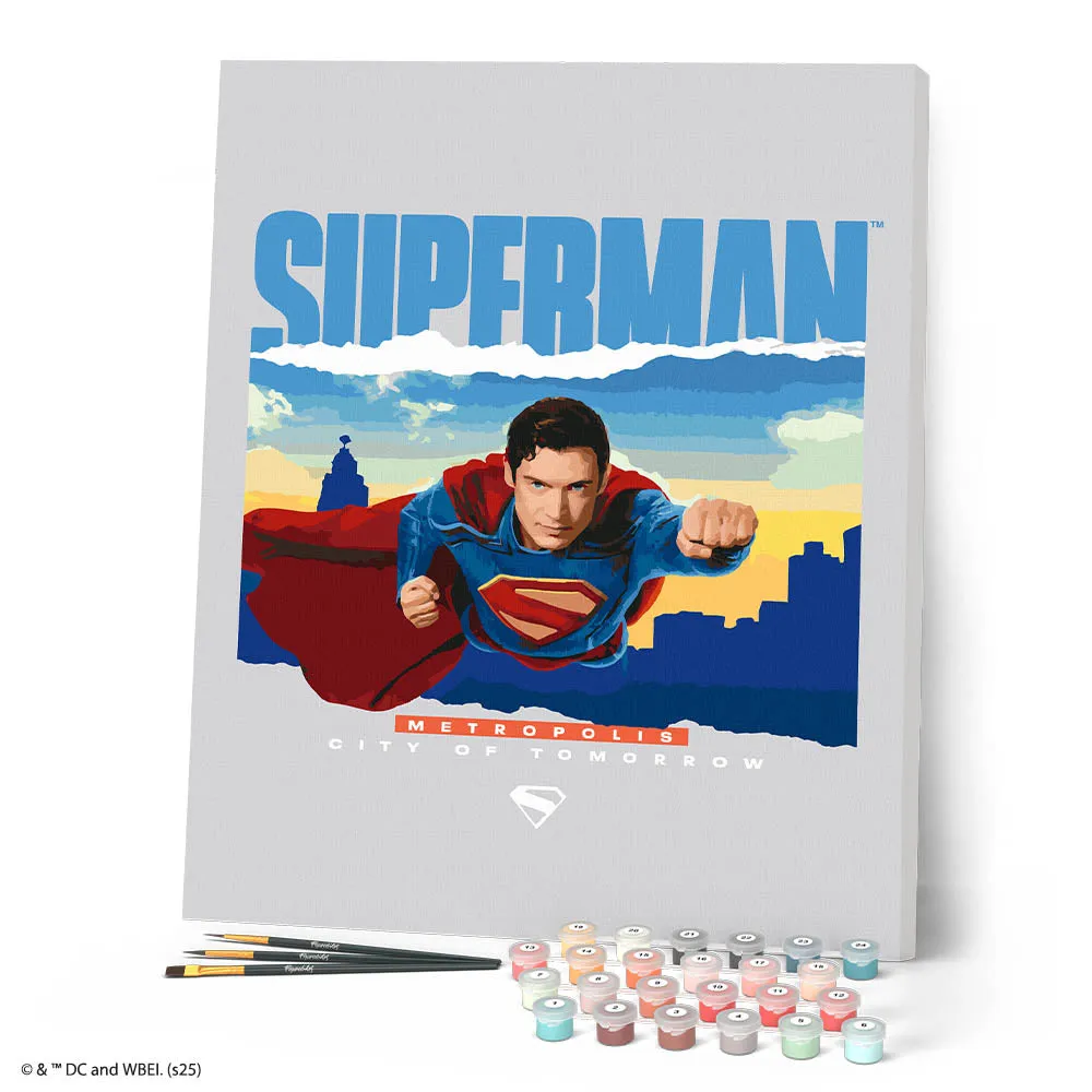 Figured'Art Schilderen op Nummer Superman Skyline schilderij 40x50 cm