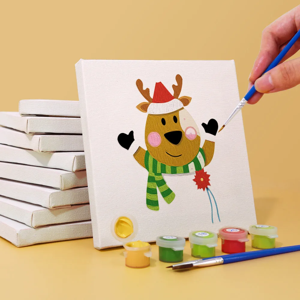 Figured'Art Mini Schattige Kerstpersonages schilderen op nummer 9x 15x15cm