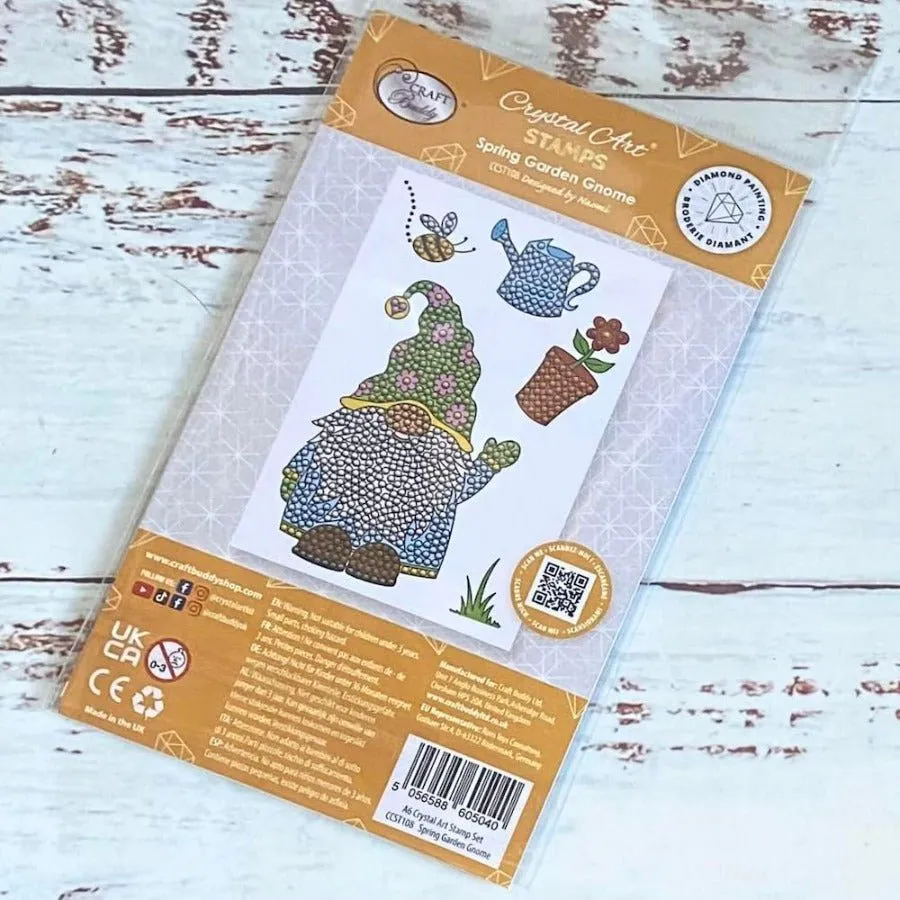 Craft Buddy Crystal Art Spring Garden Gnome stempelset 5 stuks