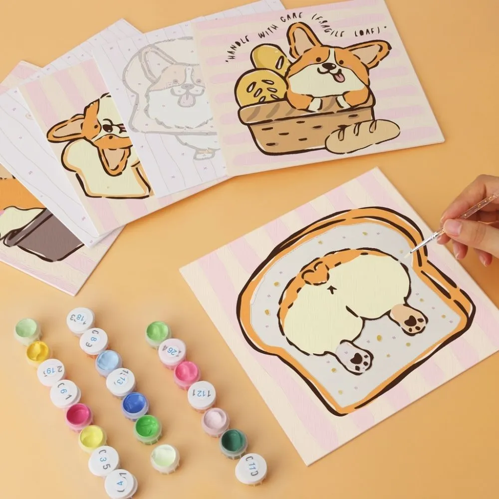 Figured'Art Mini Serie Corgi-leven schilderen op nummer 6 stuks