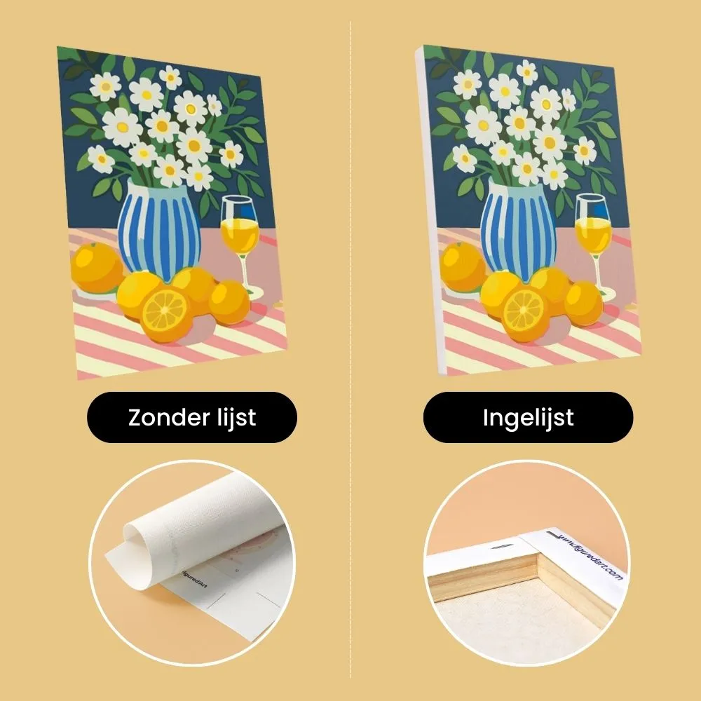 Figured'Art Gouden Citroenenboeket schilderen op nummer 15x20cm