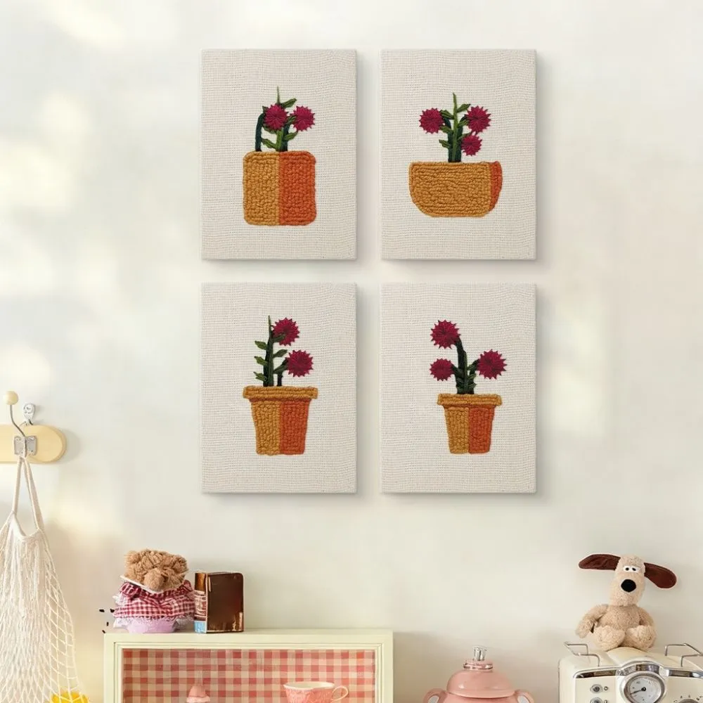 Figured'Art Bloeiende Mini Potjes punch needle set 4 stuks bloemen