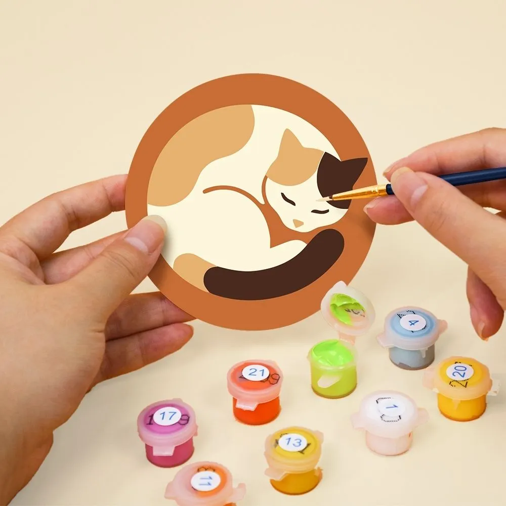 Figured'Art Kattenleven Schilderen op Nummer Onderzetters 6 stuks