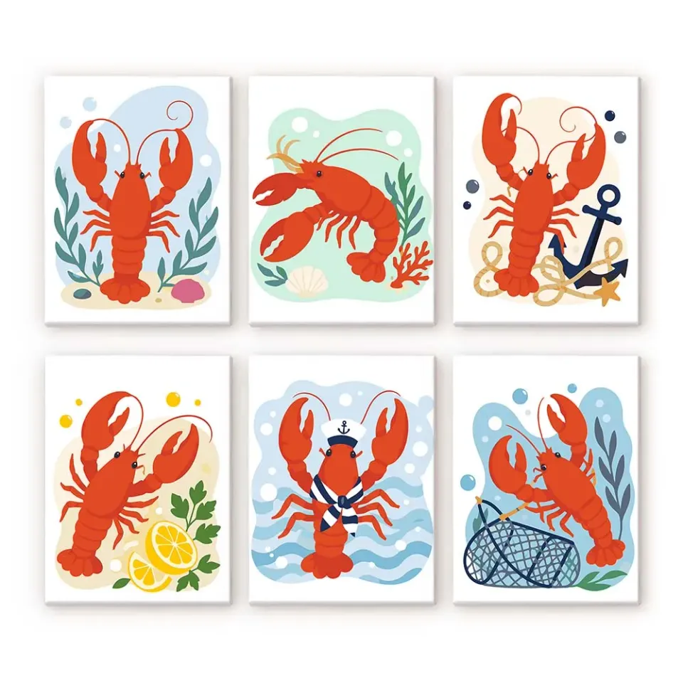 Figured'Art Mini Kustkreeft Collectie schilderen op nummer 6 stuks