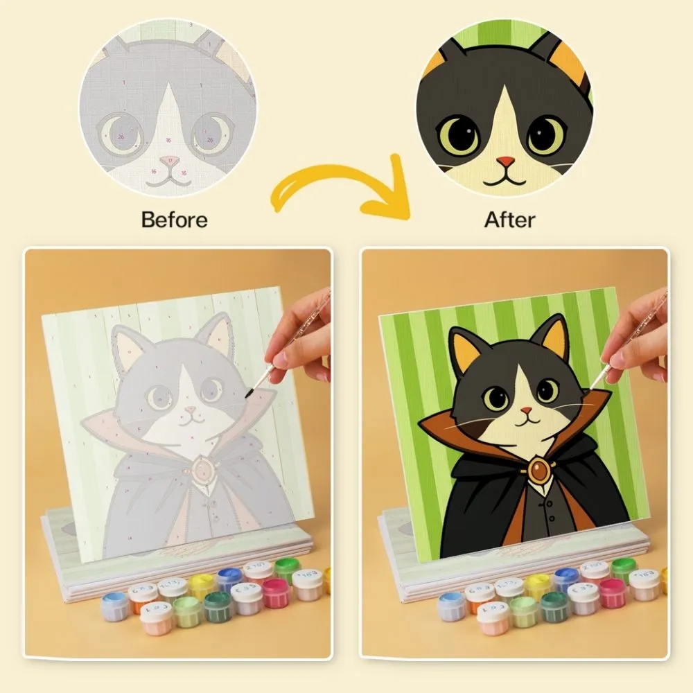 Figured'Art Fantastische Kattenwereld mini schilderen op nummer 20x20cm 6 stuks