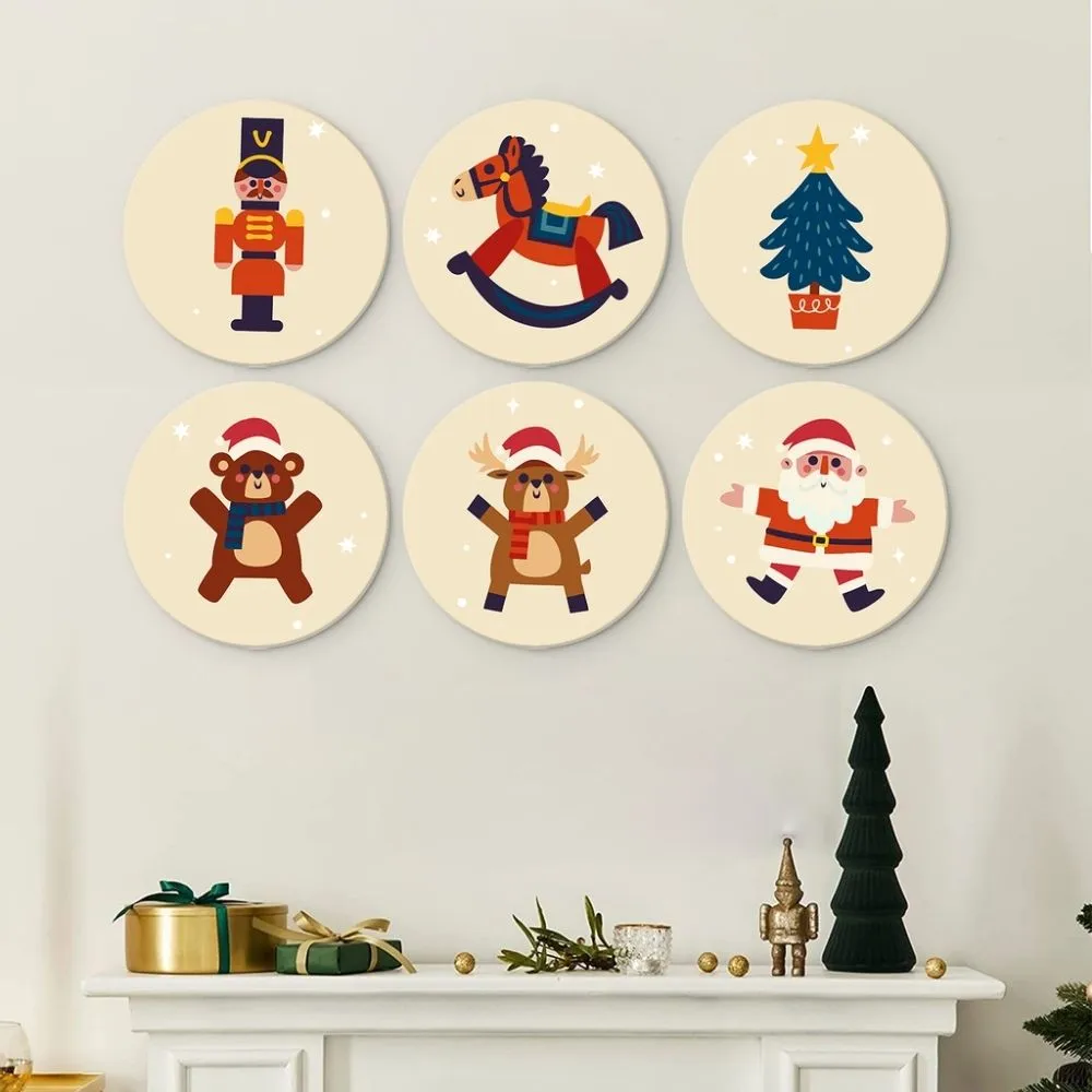 Mini Serie Vintage kerstspeelgoed schilderen op nummer Ø20cm 6 stuks