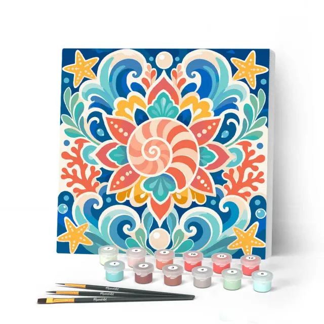 Figured'Art Schelpenmandala Schilderen op Nummer 20x20 cm Frame