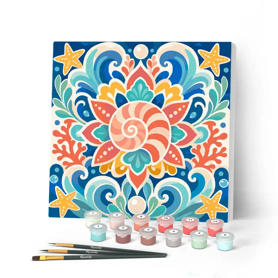 Figured'Art Schelpenmandala Schilderen op Nummer 20x20 cm Frame