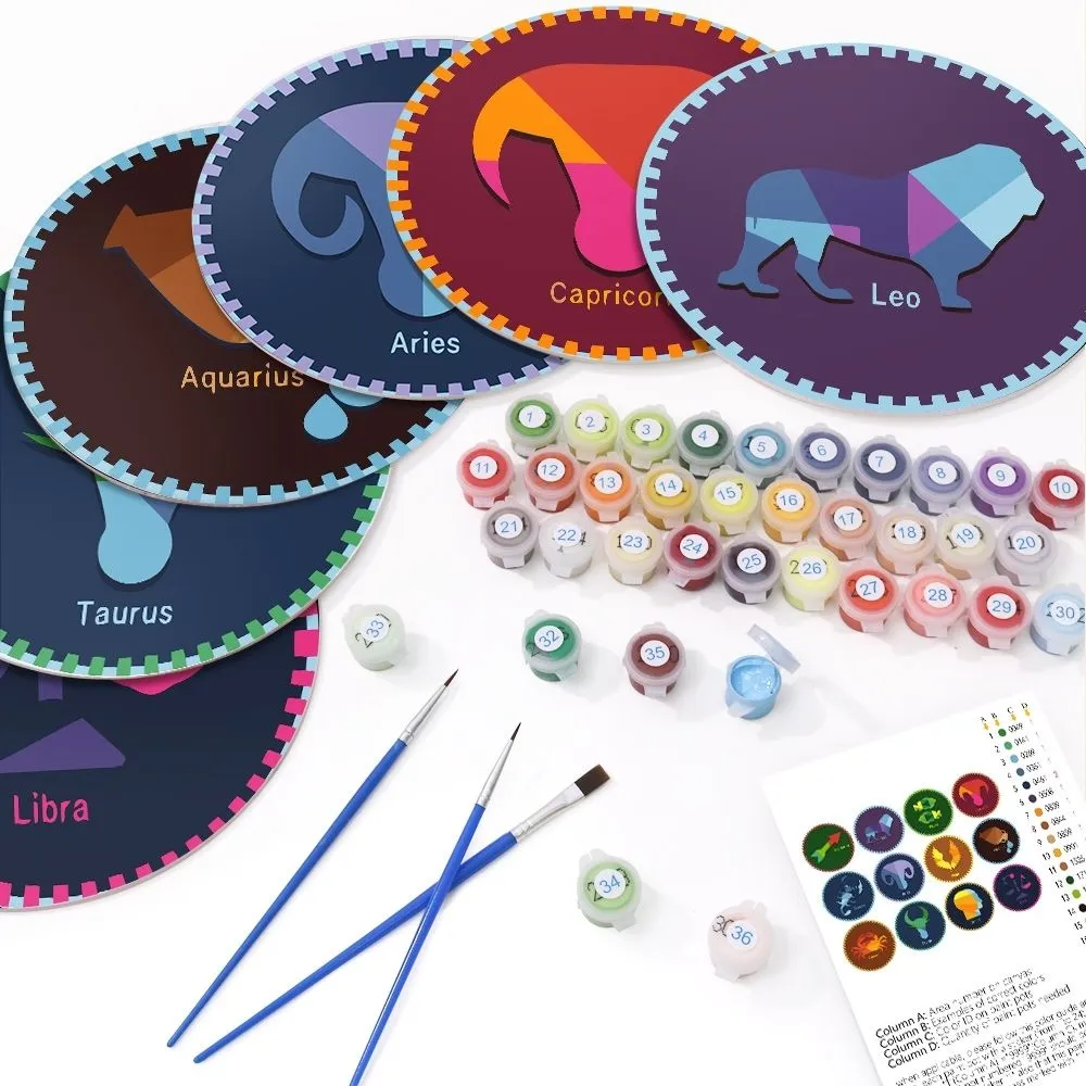 Figured'Art Sterrenbeelden 3 placemats schilderen op nummer 12 stuks