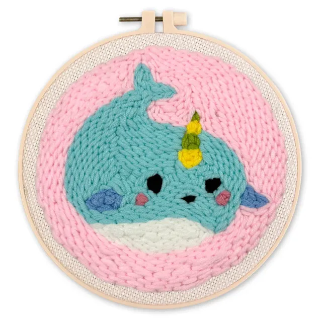 Figured'Art Schattige walvis punch needle pakket 20cm wol