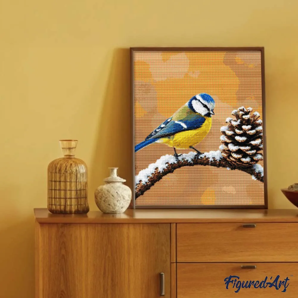 Figured'Art Diamond Painting Pimpelmees full drill winter vogel