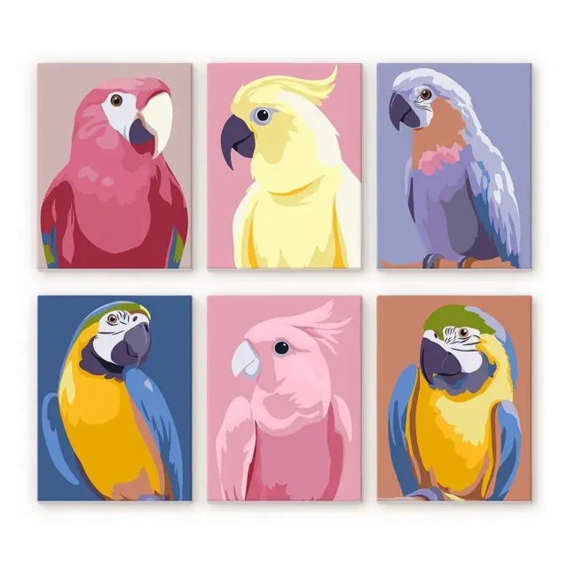 Figured'Art Mini Tropische Veren schilderen op nummer 15x20cm 6 stuks