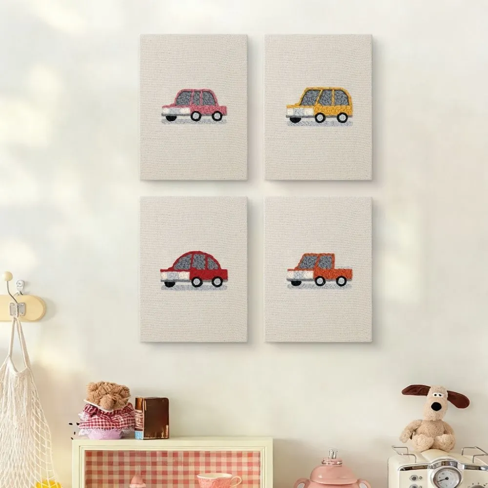 Figured'Art Punch Needle Auto Collectie borduurset 4 stuks 15x20cm katoen