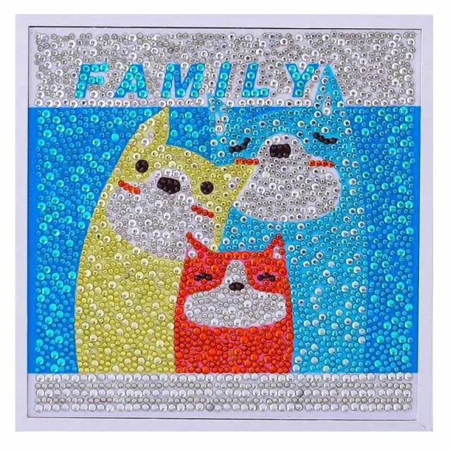 Figured'Art Kids diamond painting 20x20 cm met lijst rond