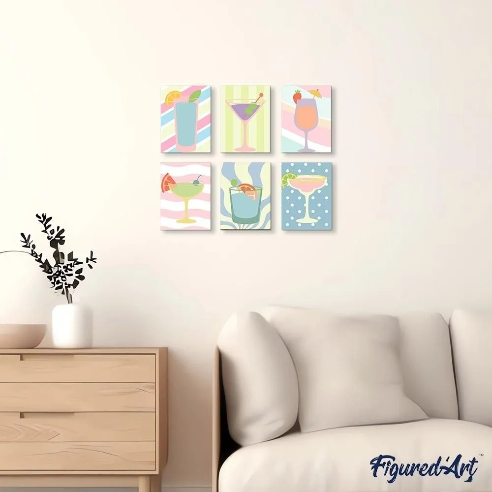 Figured'Art Pop Art Cocktails mini schilderen op nummer 6x 15x20 cm
