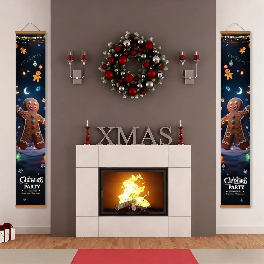 Figured'Art Gingerbread Plezier deur banner schilderen op nummer 2x 20x120cm