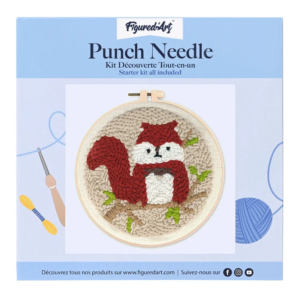 Figured'Art Schattige Eekhoorn punch needle pakket 20cm