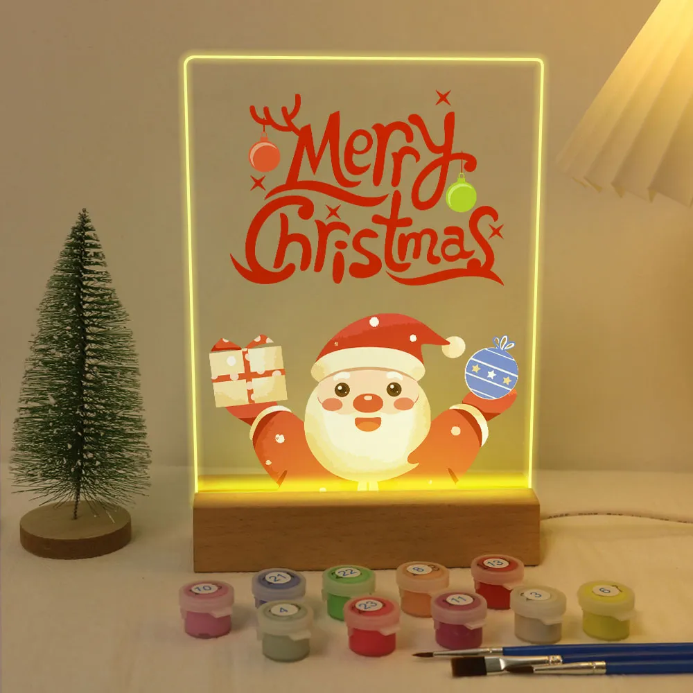 Figured'Art Kerstman 10 schilderen op nummer 15x20cm met LED