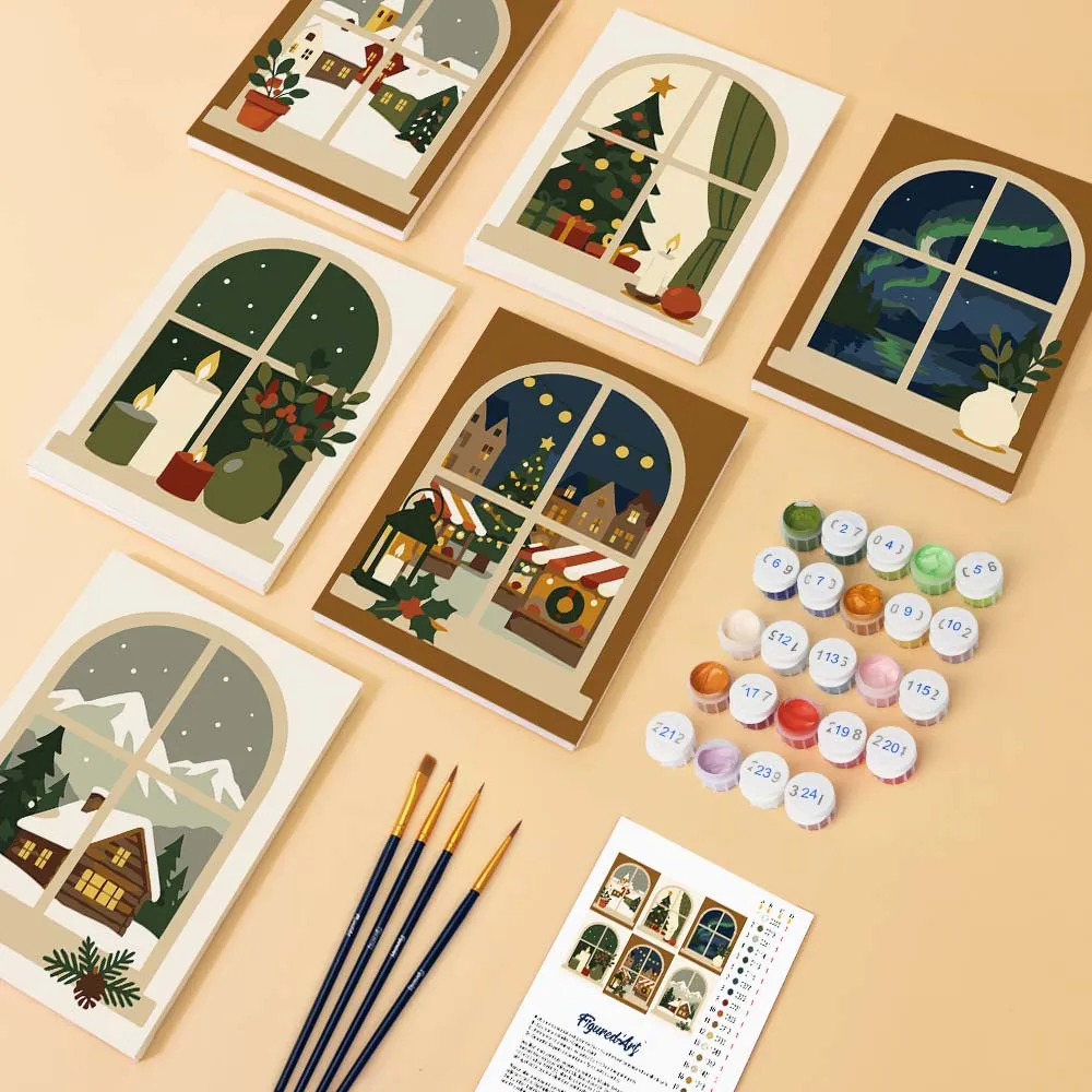 Figured'Art Mini Kerstvensters schilderen op nummer 6x 15x20 eenvoudig
