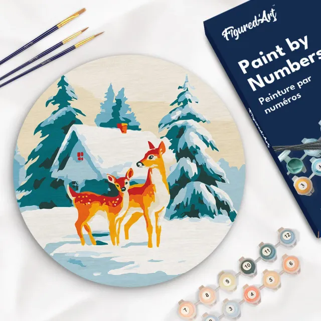 Figured'Art Hert en Hut schilderen op nummer houten schijf 30 cm