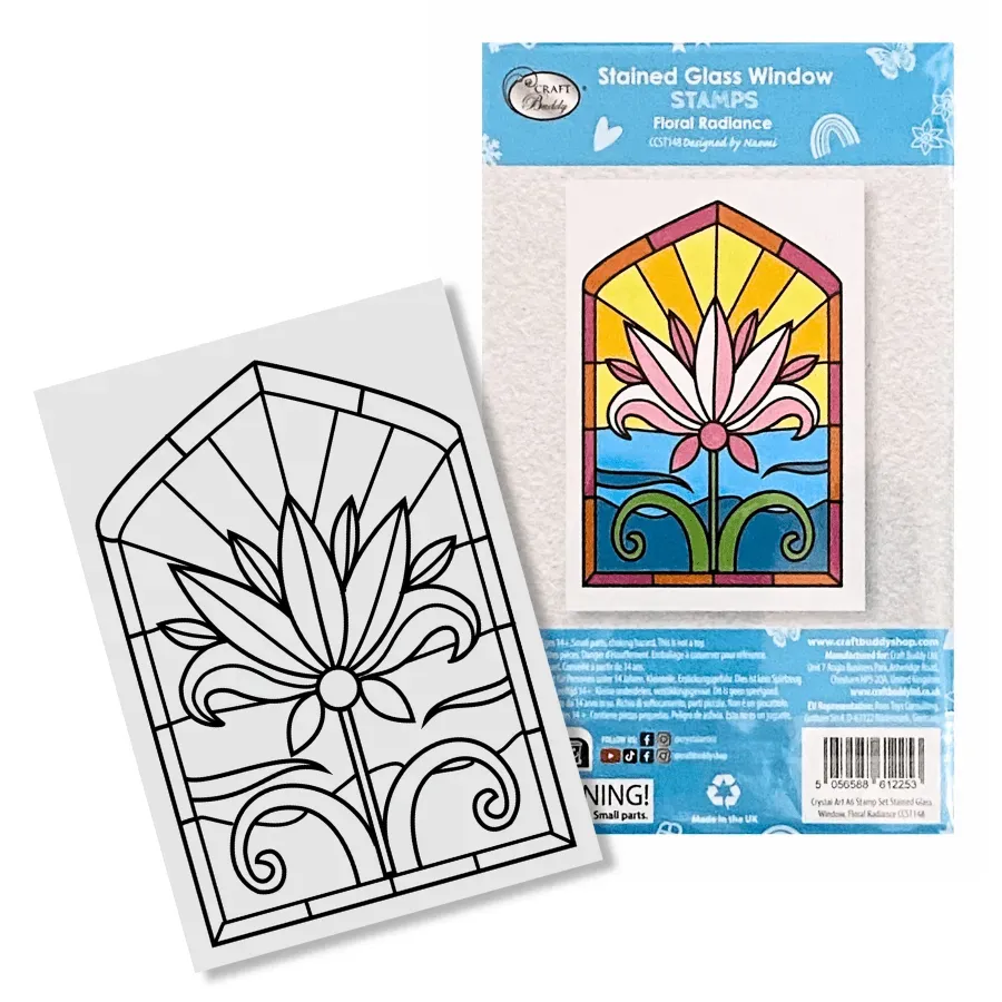 Craft Buddy Floral Radiance stempel glas-in-lood bloem A6