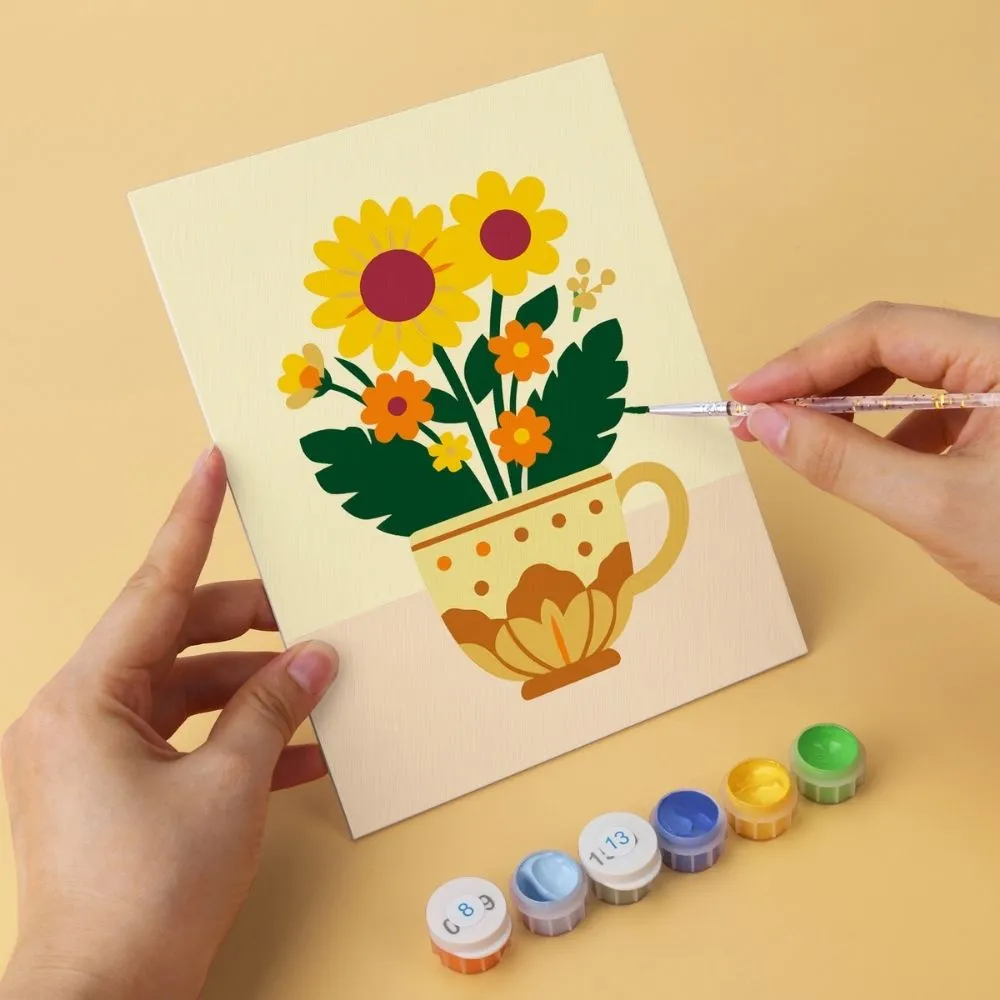 Figured'Art Mini Theekopjes vol bloemen schilderen op nummer 6x15x20cm