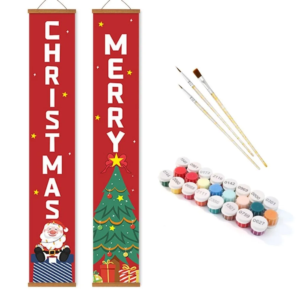 Figured'Art Kerstboom deur banners schilderen op nummer 20x120 cm