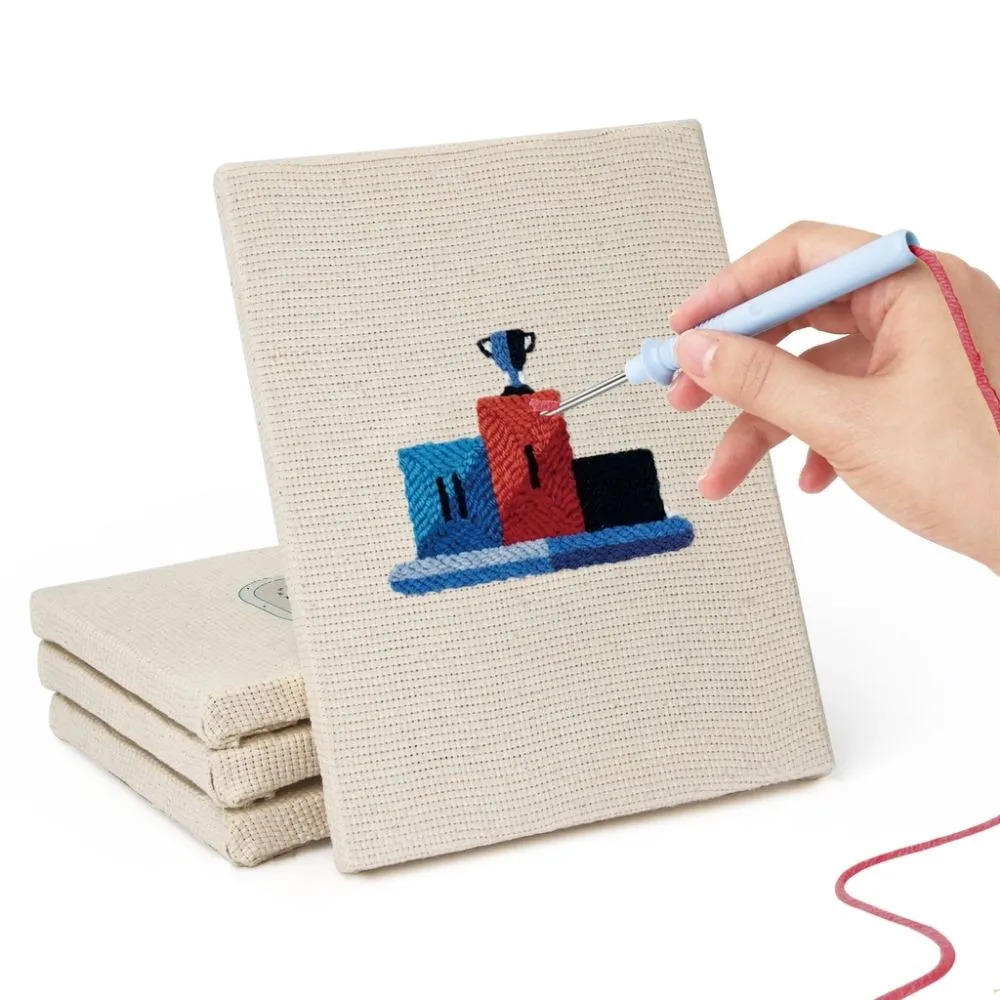 Figured'Art Pitstop punch needle set 4 stuks met frames stilleven