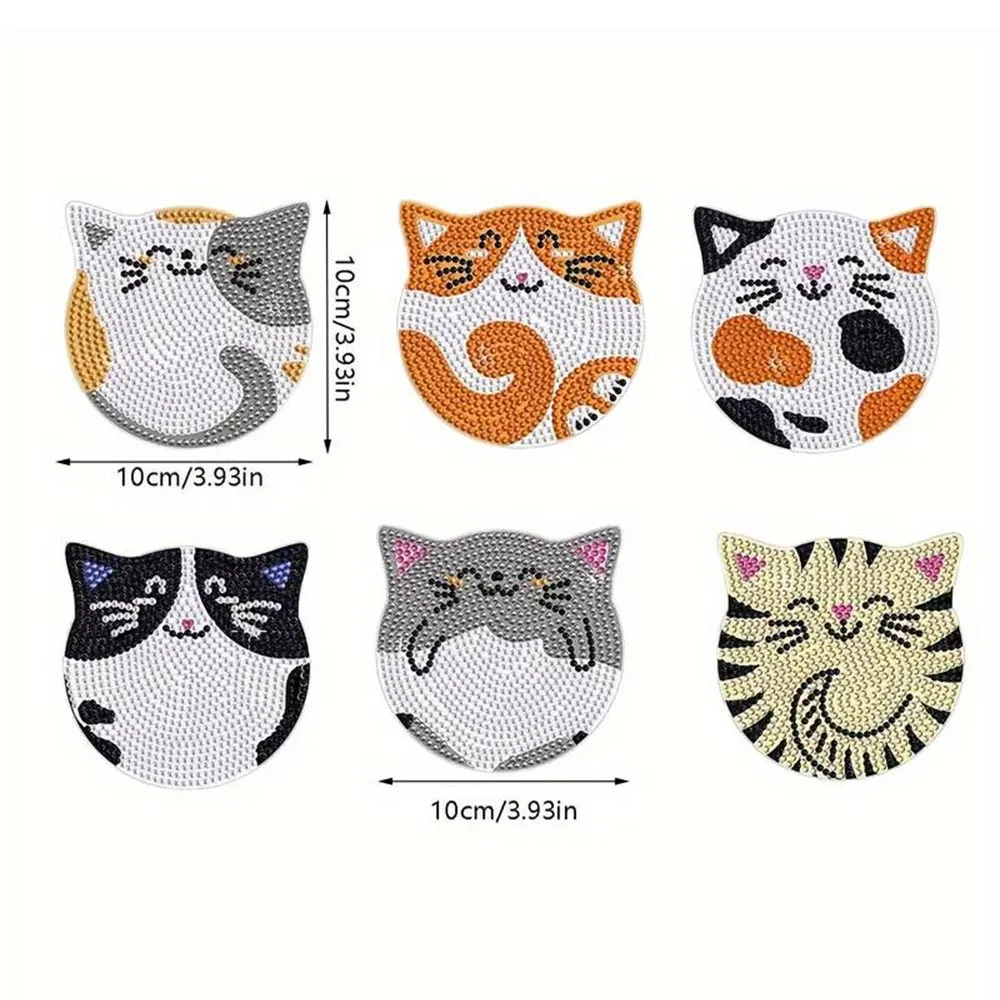 Figured'Art Katten diamond painting onderzetters 10x10cm hout
