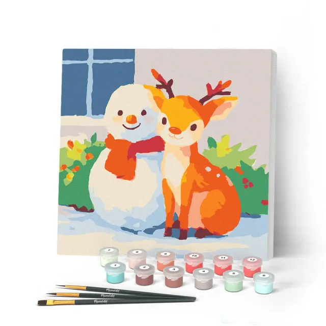 Figured'Art Kerstvrienden schilderen op nummer 20x20 met lijst kerst