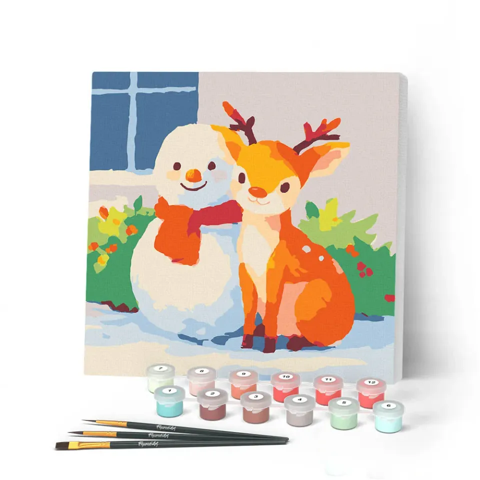 Figured'Art Kerstvrienden schilderen op nummer 20x20 met lijst kerst