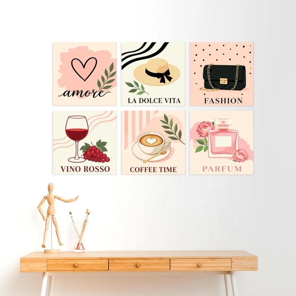 Figured'Art Mini Serie La Vie en Rose 20x20 cm 6 stuks vrouwen