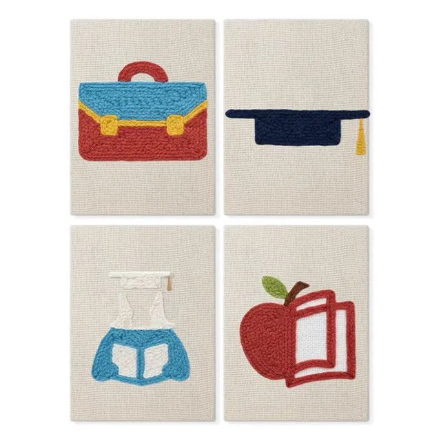Figured'Art Studietijd punch needle set 4 stuks 15x20 cm