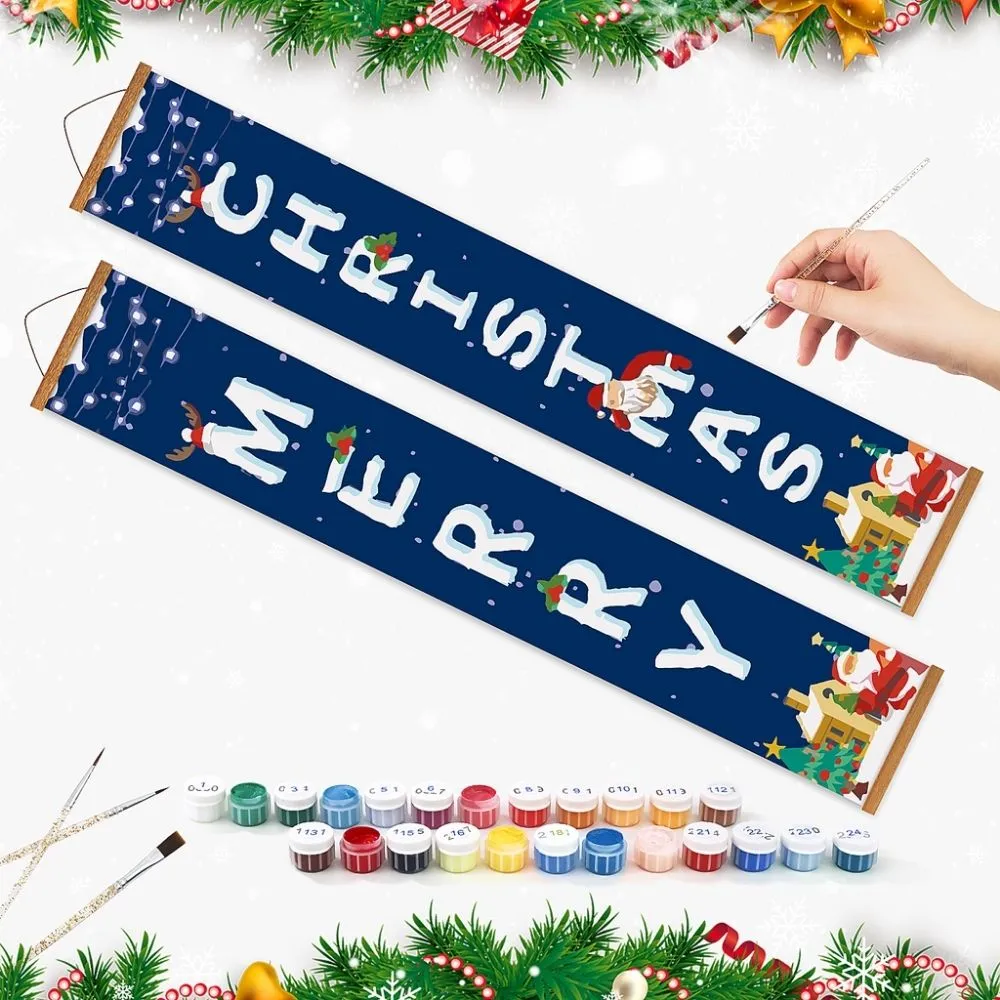 Figured'Art Kerstgroeten van de Kerstman deur banner 20x120 cm 2 stuks