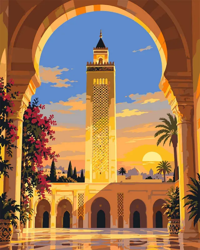 Figured'Art Malek ibn Anas Moskee schilderen op nummer 40x50