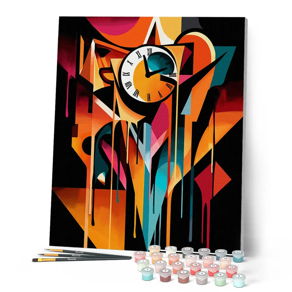 Figured'Art Smeltende Klok gedurfd abstract schilderen op nummer 40x50cm