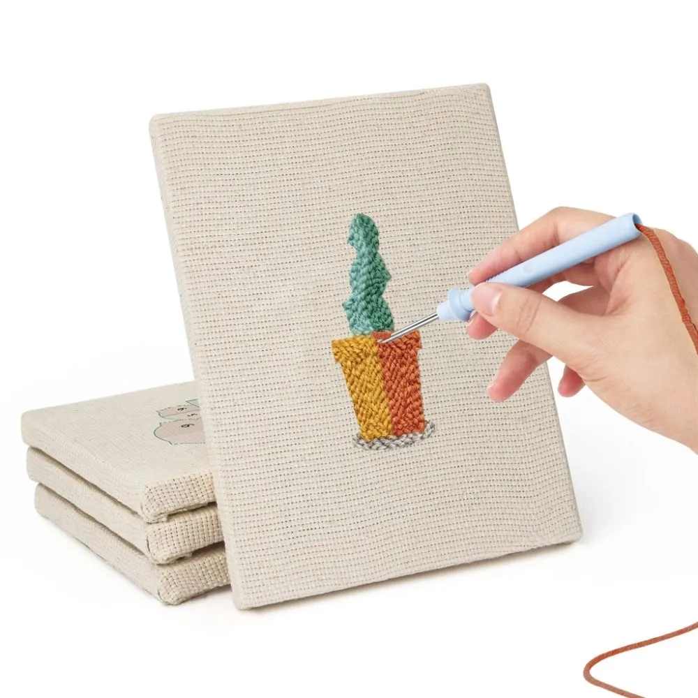 Figured'Art Punch Needle Kleine Vetplanten Potjes 1 set 4 stuks 15x20cm