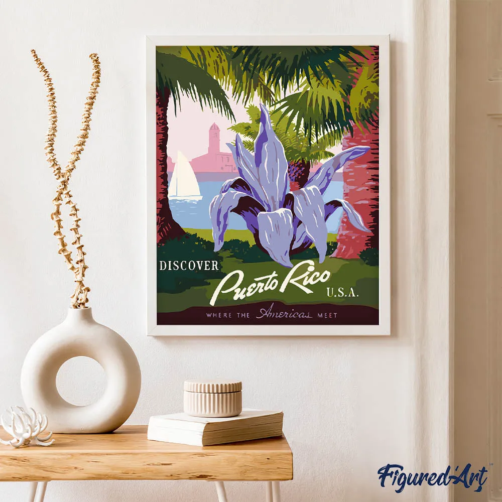 Figured'Art Ontdek Puerto Rico schilderen op nummer 40x50 vintage