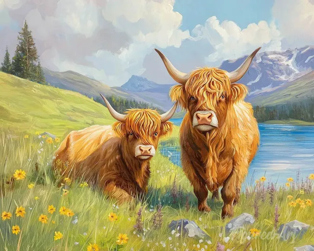 Figured'Art Diamond Painting Hooglander Familie 40x50cm