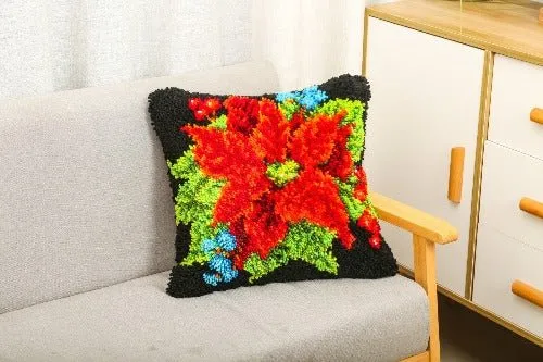 Craft Buddy Poinsettia Smyrna kussenpakket 45cm kerstroos